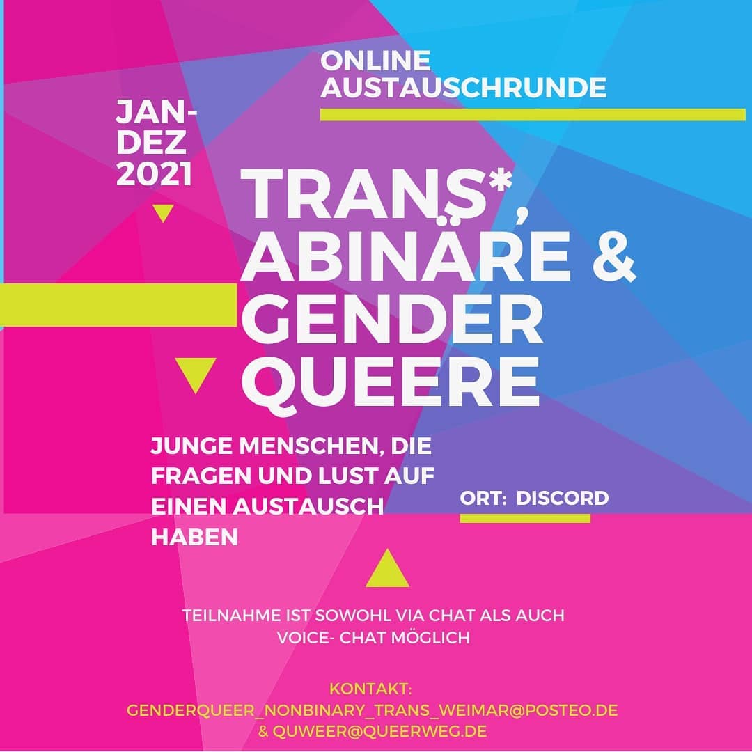 Genderqueer, Nicht-binrä, trans* Austauchtreffen (02.04.2021)