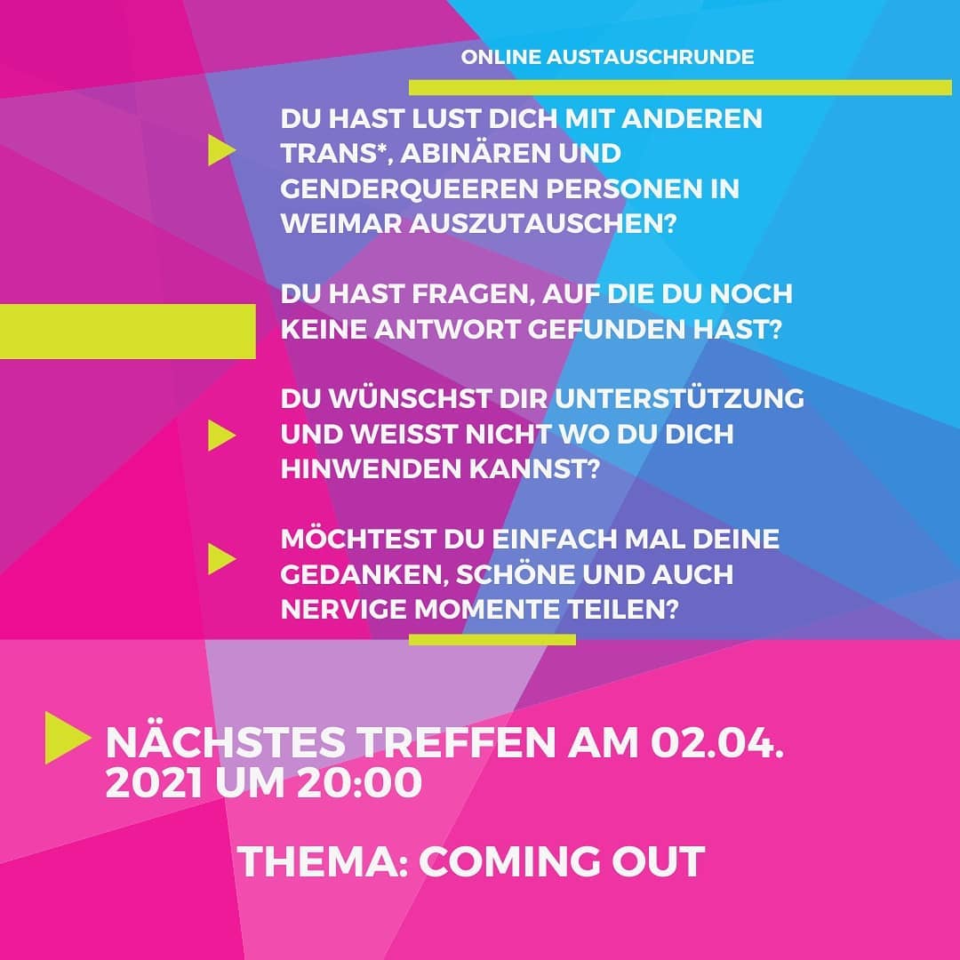 Genderqueer, Nicht-binrä, trans* Austauchtreffen (02.04.2021)