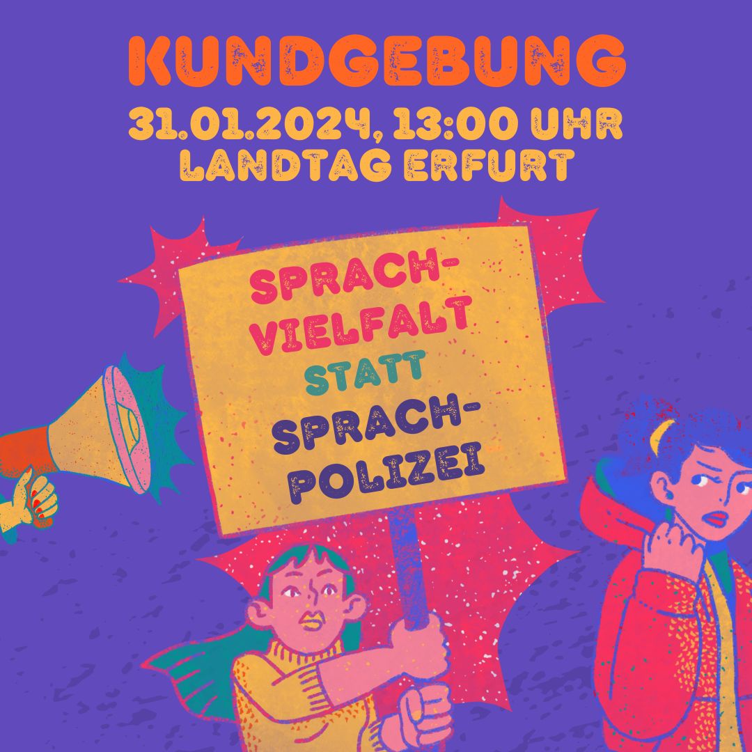Kundgebung für Sprachvielfalt: 31.01.2024, 13:00 Uhr, Landtag Thüringer