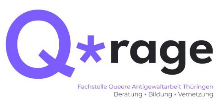 Logo Q*rage - Fachstelle Queere Antigewaltarbeit Thüringen - Beratung - Bildung - Vernetzung